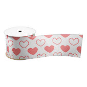 Fijne hartvormen wit rood patroon lint (Spoel)