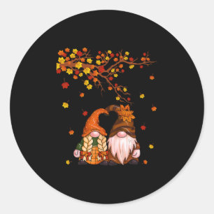 Fijne Herfst Allemaal Kabouter Pompoen Herfstblade Ronde Sticker