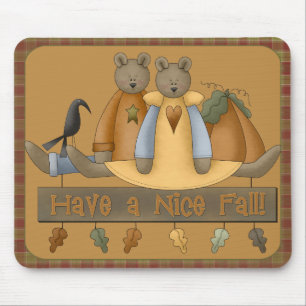 "Fijne Herfst" Autumn Teddy Bears Mousepad Muismat