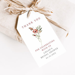 Fijne herfst bloem vlinder boeket bedankt cadeaulabel