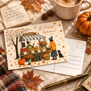Fijne Herfst Boerenmarkt Vintage Herfst Groet Briefkaart