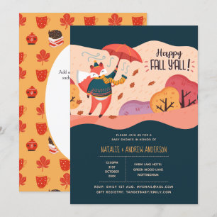 Fijne herfst iedereen knusse vos folk art baby sho kaart
