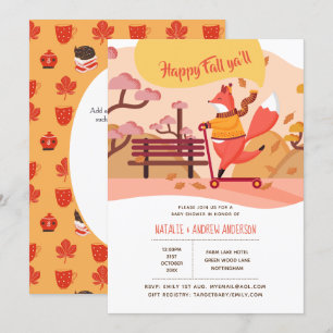 Fijne herfst iedereen Vos Hygge Folk Art Baby Show Kaart