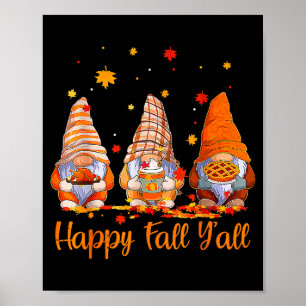 Fijne Herfst Mensen Gnome Pompoen Herfst Dankdag Poster
