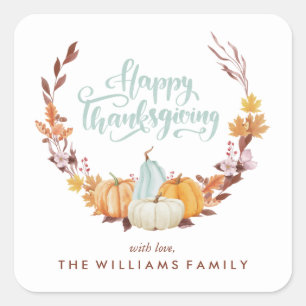 Fijne Herfst met Happy Thanksgiving Vierkante Sticker