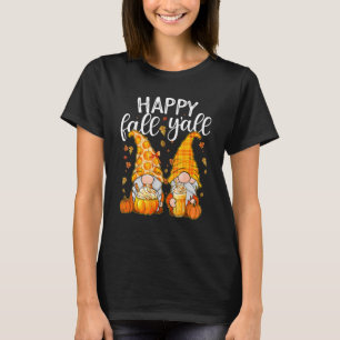 Fijne Herfst Y Cute Gnomes Couple with Pumpkin F T-shirt