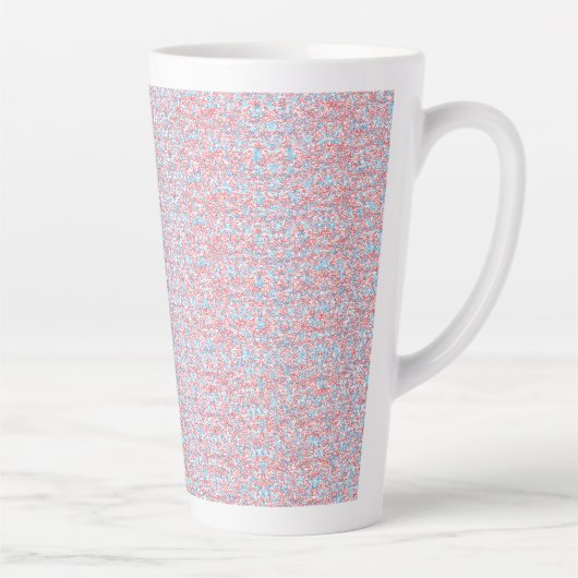 Fijne, herhalende, lichtroze en lichtblauwe vacht latte mok (Rechts)
