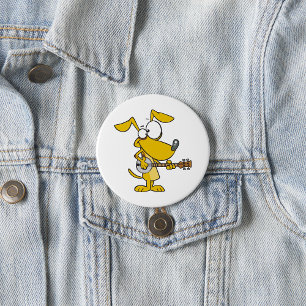 Fijne Hond Speelt Banjo Muziek Ronde Button 7,6 Cm