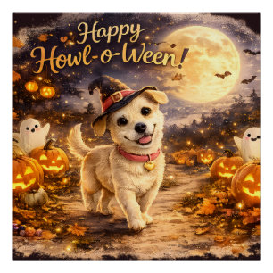 Fijne Howl-o-Ween Mopshond Halloween Ontwerp Perfect Poster