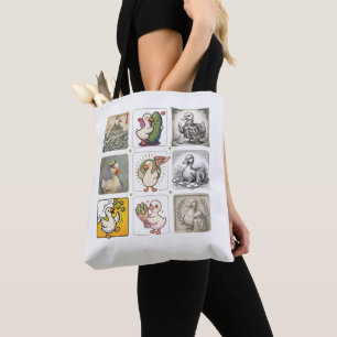 Fijne Illustratie van Eenden in Raster Kunst Draagtas