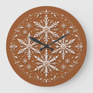 Fijne Ingewikkelde Witte Sneeuwvlokken Grote Klok