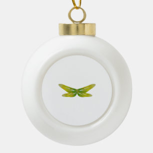 Fijne iriserende smaragdgroene libellen vleugels keramische bal ornament