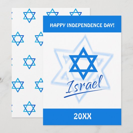 Fijne Israël onafhankelijkheidsdag Blauwe ster van Kaart (Voorkant / Achterkant)