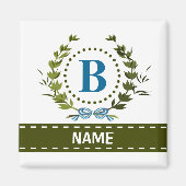 Fijne Ivy Wreath en Bow Name met Monogram B Magneet (Voorkant)