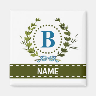 Fijne Ivy Wreath en Bow Name met Monogram B Magneet