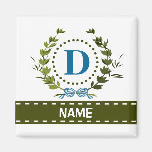 Fijne Ivy Wreath en Bow Name met Monogram D Magneet