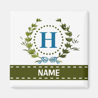 Fijne Ivy Wreath en Bow Name met Monogram H Magneet