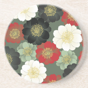 Fijne Japanse Leuke Koele Girly Retro Bloemen Zandsteen Onderzetter