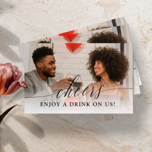 Fijne kalligrafie Foto Wedding Drink Ticket