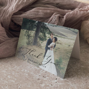 Fijne kalligrafie Lichte fotobedekking Bedankkaart