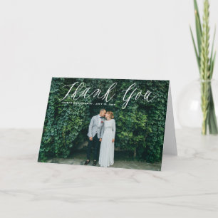 Fijne kalligrafie trouwens bedankkaart met foto