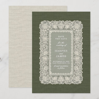 Fijne Kanten Save the Date-huwelijksuitnodiging Kaart