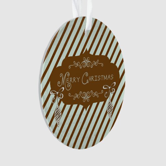 Fijne kerst Diagonaal Stripe Acryl Ornament (voorkant)