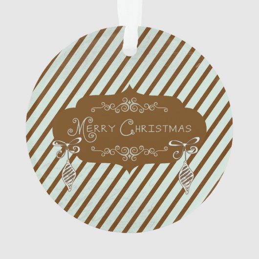 Fijne kerst Diagonaal Stripe Acryl Ornament (achterkant)