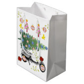 Fijne kerstbomen cadeautassen medium cadeauzakje (Achterkant Gekanteld)