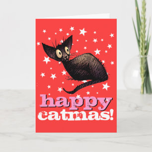 Fijne kerstdagen! Grappige kerst en vakantie kat Feestdagen Kaart