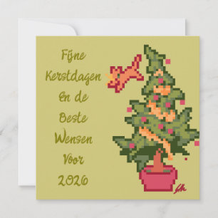 Fijne kerstdagen, pixel art, pixelart feestdagenkaart