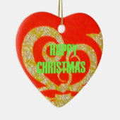 Fijne kerstdagen rood en goud Collectie. Keramisch Ornament (Rechts)