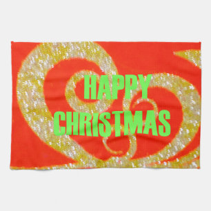 Fijne kerstdagen rood en goud Collectie. Theedoek