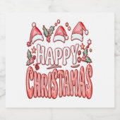 Fijne kerstdagen sparkling wijnetiket (Enkel label)