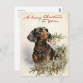 Fijne Kerstmis Teckel Briefkaart (Voorkant / Achterkant)