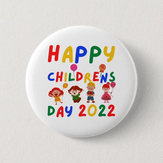 Fijne Kinderdag 2022 Ronde Button 5,7 Cm (Voorkant)