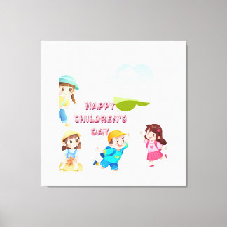 Fijne kinderdag Mooie kinder muur Canvas Afdruk