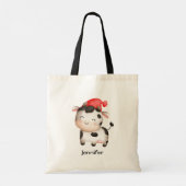 Fijne Koe met een rode Pet Tote Bag (Achterkant)
