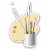 Fijne Kunstpalet en penselen Sticker (Voorkant)