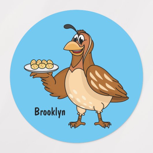 Fijne kwartel met eitjes cartoon labels (Design 1)