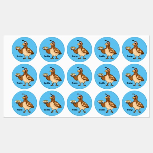 Fijne kwartel met eitjes cartoon labels (Vel)