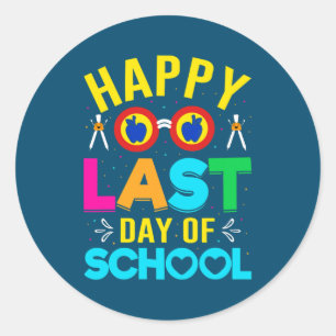 Fijne laatste dag van de Kinder schoolleraarsstude Ronde Sticker