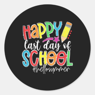 Fijne laatste dag van de schoolonderwijzer Kinder  Ronde Sticker