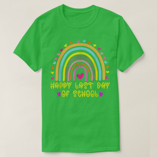 Fijne laatste dag van de schoolregenboogleraar Stu T-shirt (Design voorkant)