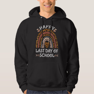 Fijne laatste dag van schoolluipaard regenbooglera hoodie