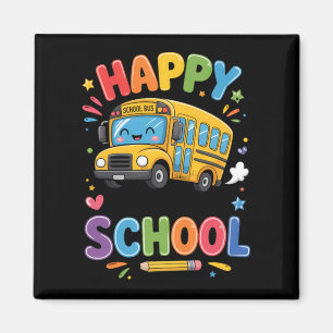 Fijne laatste schooldag Schattige schoolbus zomer Magneet