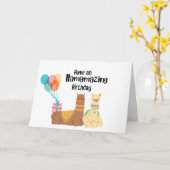 Fijne Lama-zegening verjaardag Kaart (Gele Bloem)