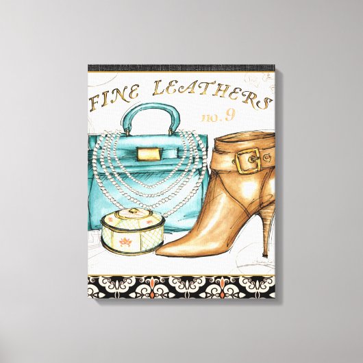 Fijne lederen tas en schoen canvas afdruk (Voorkant)