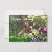 Fijne lente herten en tulpen plat kaart (Voorkant)