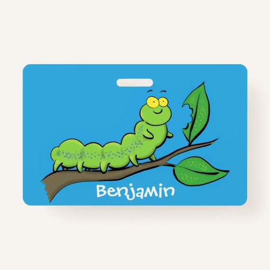 Fijne leuke cartoon met groene caterstijl badge (Voorkant)